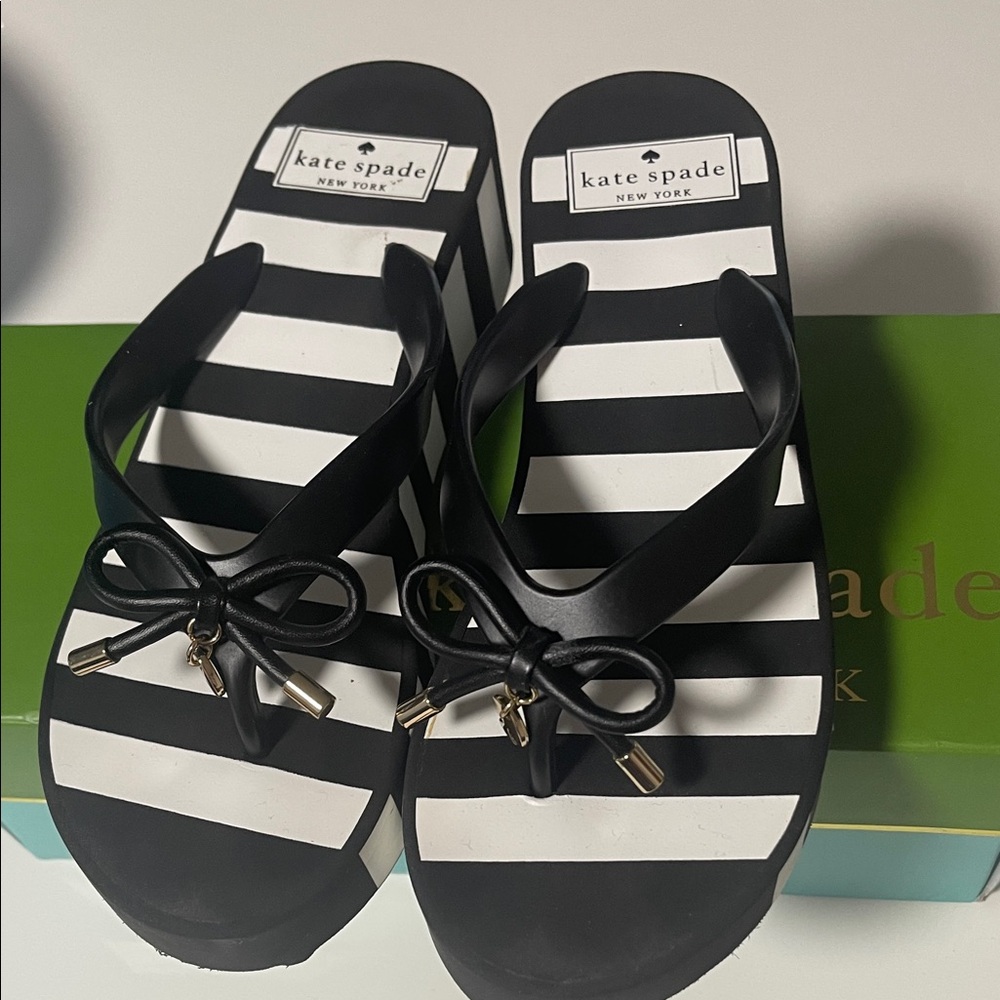 Kate Spade Striped Black and White Sandals